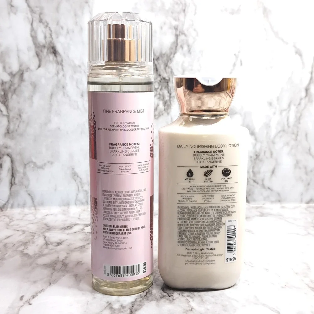 Bath & Body Works Set of 2 Champagne Toast Fine Fragrance Mist &‎ Body Lotion